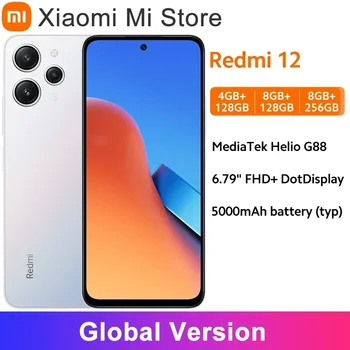 Redmi 12 Versiune Globală Xiaomi MTK Helio G88 18W Încărcare 5000mAh Baterie 90Hz Display 50MP AI Triplă Camera IP53
