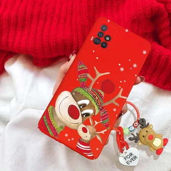 Ren de crăciun Copac Moș Crăciun Caz Pentru Samsung Galaxy A31 A12 A20S A02S A03S 3D Red-Cheie Lanț TPU Capacul Telefonului