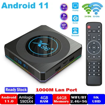 Smart TV Box X96 X4 Android 11 RGB Lumina Amlogic S905X4 TVBox 4G 64G Suport AV1 Wifi BT4.1 Media Player Youtube 8K Set Top Box