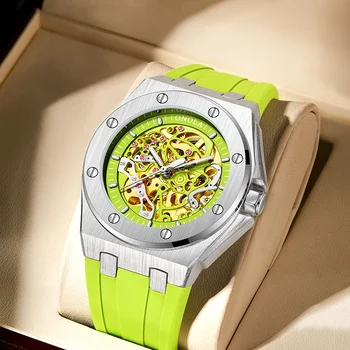 Sport Verde Ceas Barbati Brand ONOLA Moda Schelet Impermeabil Ceas de Lux Automatic Mecanica Ceas de mână, Bărbat Cadou Dropshipping