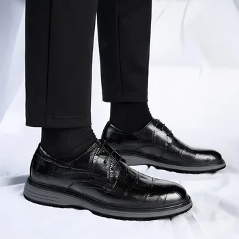 Tendințe De Moda Mens Versiunea Coreeană Pantofi Oxford Din Piele Neagră Formale Pantofi De Piele Clasic De Afaceri Formale De Lucru Pantofi Oxfords