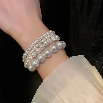 Trendy Cadou Dulce Franceză Temperament Elegant Moda Bijuterii Coreea Style Pearl Brățară Femeie Brățară Elastice