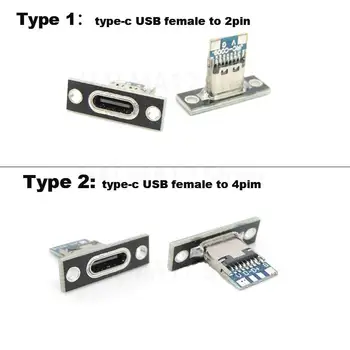 Type-C, Jack USB 3.1 Tip-C 2Pin 4Pin Femeie Conector Jack de Încărcare Port USB 3.1 Type C Soclu Cu Șurub de fixare placă J17