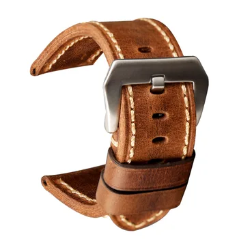 Uita-te la moda Banda Curea de pliat Italian din piele Watchband compatibil cu PAM111 441 bronz Accesorii ceas 20mm 22mm 24mm