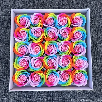 Valentine ' s day plin de culoare rose săpun cap de floare diy buchet o cutie-cadou face veșnică săpun flower rainbow rose