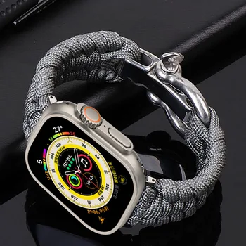 În aer liber, Curea Nailon pentru Apple Watch Band Ultra 49mm 44mm cu diametrul de 40mm, 45mm 41mm 42mm 44mm Impletit Brățară iWatch Seria 3 4 5 6 SE 7 8