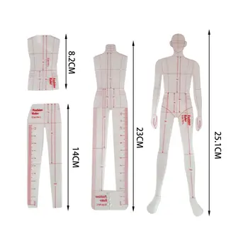 Șablon Conducător Îmbrăcăminte de Măsurare Croitorie Moda Ilustrare Conducători pentru Croitori de Pantaloni costume Model de Decizie Designeri