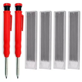 1-Set Tâmplar Solid Creioane Cu Grafit Negru Refill & Built-In Ascuțitoare pentru prelucrarea Lemnului Scule Pentru Sticlă/lemn/hârtie