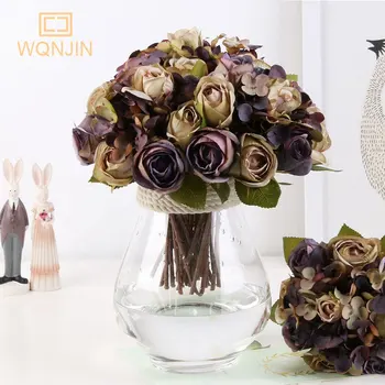 11pcs/grup European de stil Hortensie Buchet de Mătase Artificială de Flori Decor Acasă DIY Mireasa de Nunta de Decorare masa Decor de Masă