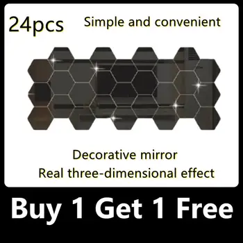 12/24 piese Hexagonale 3D Oglindă de Perete Decal Perfect Acrilica de Perete Decal Decal Acasă Decor Oglindă Art Decor