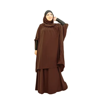 2 Bucăți Set Femeile Rugăciune Rochie Musulman Cu Glugă Topuri Fusta Rugăciune Îmbrăcăminte Îmbrăcăminte Islamic Khimar Caftan Burqa Abaya Halat De Caftan