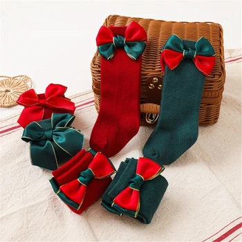 2 Pereche Drăguț de Crăciun Șosete pentru Copii Fete Copii Soft In Ciorapi Respirabil Genunchi Lungime Ciorapi de Duș Cadou