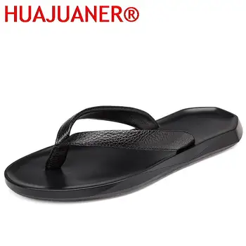 2023 Nou Brand pentru Bărbați Papuci de Înaltă Calitate Vară pe Plajă papuci Moi de sex Masculin Confortabil Slide-uri Reale de Piele Lumina Pantofi în aer liber