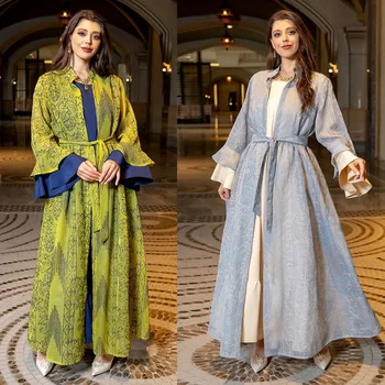 2024 Islam Abaya Rochie de Frunze de Lotus Mâneci Noi Abayas pentru Femei Set la Modă și Elegant pentru Femei Rochie pentru Europa și America