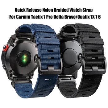 22/26mm Quickfit Curea Nailon Pentru Garmin Tactix 7 Pro Delta Bravo rezistent la uzura Împletite Trupa Quatix 7X 7 6 Înlocuire Brățară