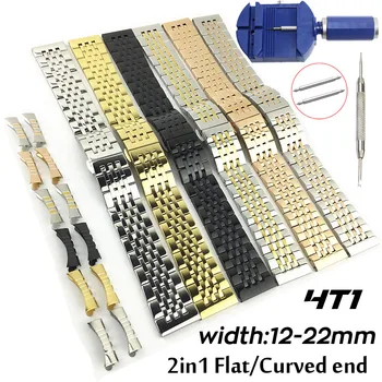 2in1 Curbe Plate din Oțel Inoxidabil Ceas Banda de 12 mm 14 16 17 18 19 20 21 22 mm Înlocuire Curea de Ceas brățară Brățară Watchband