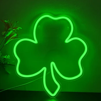 3 Frunze de Trifoi Verde LED Neon Acrilice Semn de Neon LED USB Alimentat Pentru Copiii Acasă Perete Dormitor de Decorare Arta de Lumini