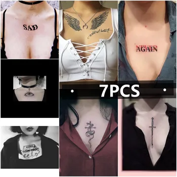 7PCS Femei Impermeabil Tatuaj Temporar Autocolante Bărbați Body Art Aripa Ochi de Șarpe Fals Tattos Sexy Tatuaje Transfer de Apă