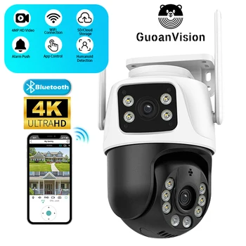 8MP 4K PTZ Camera IP WiFi Protecție de Securitate Dual Lens Ecran Color Viziune de Noapte Piesa Auto CCTV Camera de Supraveghere ICSEE APP
