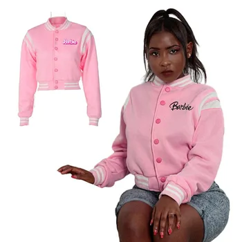 American European Retro Fată Barbie Sacou Scurt, Fata Fierbinte Simplu Pierde Casual cu Mâneci Lungi Uniforma de Baseball Jacket pentru Femei