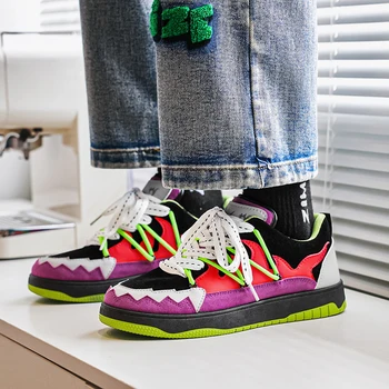 Barbati Adidasi Vulcanizat Pantofi PU Slip-On Mix Color de Bună Calitate Skateboarding de Mers pe jos de Tenis, Pantofi de Sport, Pantofi Casual Pentru bărbați