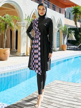 Burkini Costume De Baie Musulman 2023 Costum De Inot Femei Hijab Modest Costum De Baie Islamic Seturi De Îmbrăcăminte De Moda Cu Rochii Rochie Lungă, Plină De Acoperire