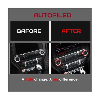 Consola centrala Audio Faruri Buton Inel Decorativ de Interior Buton de Inel Accesorii Auto pentru Ford Mustang 15-20 Negru
