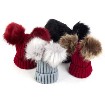 Copil nou-născut Fete Solid Tricotate Pompom Capace cu Bila pentru Sugari Toamna Iarna Cald Chelioși Căciuli, Pălării de Bumbac Moale Capace Hat 1-3Y