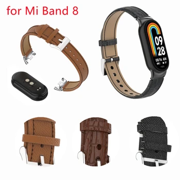 Curea pentru Xiaomi Mi Band 8 Curele din Piele PU Bratara Mi Band 8 Încheietura Trupa Pulseira Watchband pentru Mi Band8 Accesorii Inteligente