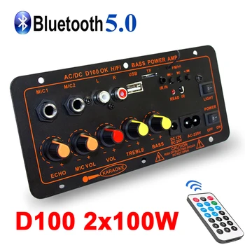 D100 D300 Amplificator Audio de Bord 600W Suport Microfon Dual Bluetooth Amplificatore Subwoof pentru 4Ohm Speaker 12V, 24V, 110V 220V