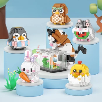 Drăguț Animale Interesante Animale de companie iepure la gratar si Corgi Cat Pinguin, Bufnita 3D Microparticule Blocuri Ansamblu de Puzzle Jucării Pentru Copii Cadouri