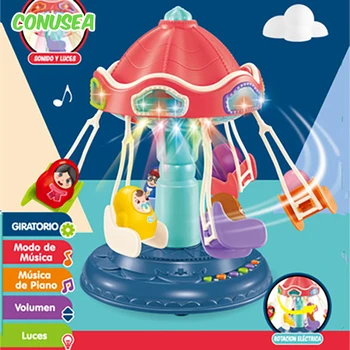 Electric carusel Parc de Distracții pentru Copii Muzică Ușoară Leagăn Rotativ Model de jucarii pentru copii baieti fete jucarii educative cadouri