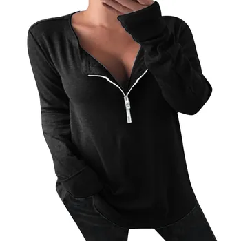 Femeii Pulover Fermoar Rever Picior Model de Tricou Pentru Femei Hoodies Cool Stil Casual Supradimensionat Tricou Pentru Femei Zip-Up