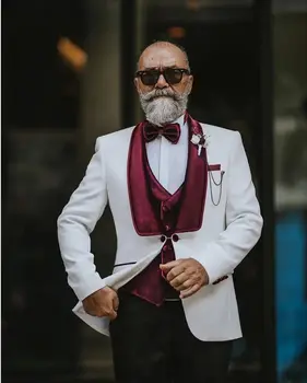 Frumos Domn Bărbați Costum de Nunta Personalizate Formale cel Mai bun de sex Masculin Petrecere Bal Sacou Purta 3 Piese trajes de hombre