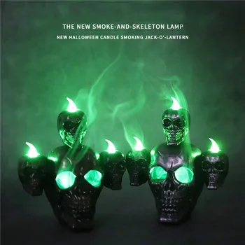 Halloween Lumină LED-uri, Craniu Decorativ în Formă de Lampă Desktop Decor Rășină Artware pentru Biroul de Acasă Magazine