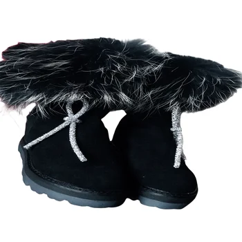 Hand-made fox cizme de păr rin-diamond de iarna plus lână și blană all-in-one cizme calde femei 35-40