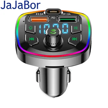 JaJaBor Transmițător FM TF Card de U Disc Mp3 Player Tip C PD 18W 3.1 USB de Încărcare Rapidă Handsfree Bluetooth Car Kit Modulator FM