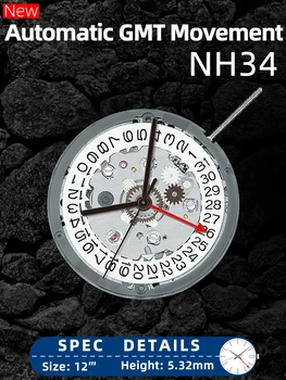 Japonia Seiko nh34 Mișcarea Nou, Original, de 24 de bijuterii nh34a gmt 4 Mâini 4R34 GMT Data Ceas Automată de Metal de Înaltă Precizie de Lichidare