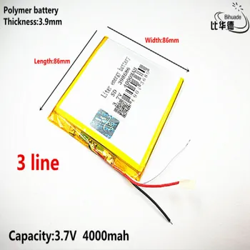 Linia 3 Litri de energie a bateriei Bun Qulity 3.7 V,4000mAH 398686 Polimer litiu-ion / Li-ion pentru tablet pc-ul BĂNCII,GPS,mp3,mp4