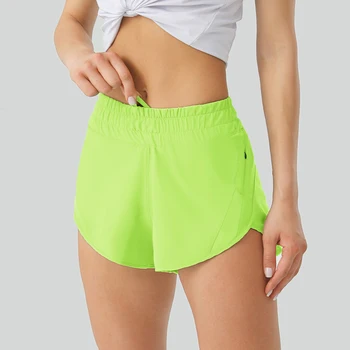 Lulu Luminos de Culoare Femei Yoga pantaloni Scurți de Sport Cu Liner 3