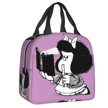 Mafalda Cu Notebook Izolate Termic Saci Prânz Femei Quino Desene animate de benzi Desenate Resuable Prânz Tote pentru Muncă, Școală de Călătorie Alimente Cutie