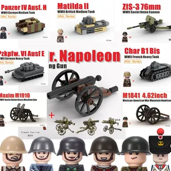 MOC WW2 Militar Napoleon Arma Blocuri Soldat Cifre Tun Vehicul Anti-Tanc Model de Arma Accesorii Cărămizi Jucarii Copii