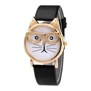 Moda Pisica Cu Ochelari Curea Dial Femei Cuarț Ceas Cadou mai bune produse de vânzare 2023 accesorii pentru femei ceasuri