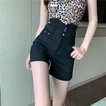 Negru Pantaloni scurti Haine Sexy Femei Jean pantaloni Scurți din Denim de sex Feminin cu Talie Înaltă de Vară de Moda Fierbinte Largi Picior coreean Casual Vintage