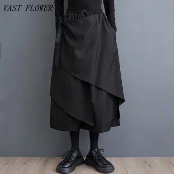 negru Talie mare epocă liber Casual de primavara toamna haine fusta Pantaloni pentru Femei 2023 largi picior Pantaloni Streetwear