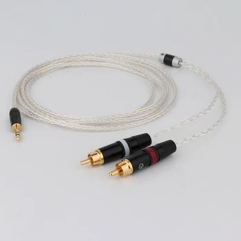 Preffair Stereo de 3,5 mm la 2RCA Audio de sex Masculin Cablu Adaptor 8cores OCC 7N Cupru placat cu Argint Cablu Audio