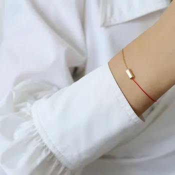 RHYSONG Thin Red String din Oțel Inoxidabil Ciocolata Despicare Lanț Brățară Pentru Femei Moda Bijuterii Accesorii Stil Minimalist