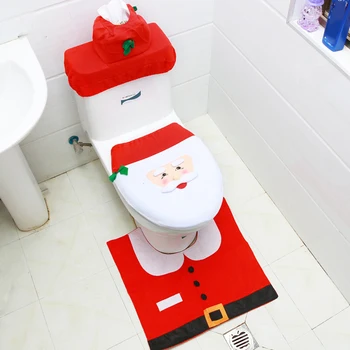 Santa ClausToilet Capacul De Crăciun De Decorare Baie Perna De Crăciun Toaletă Acoperi Podeaua Cu Apă A Capacului Rezervorului De Crăciun Toaletă