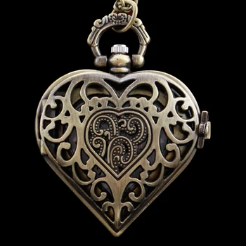 Special Rafinat în Formă de Inimă în Formă de Inimă Cuarț Ceas de Buzunar cu Lanț de Bărbați Pandantiv Colier pentru Femei Bijuterii Cadou