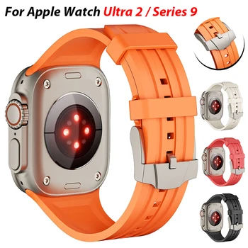 Sport Fluoroelastomer Curea pentru Apple Watch Ultra 2 49mm Serie 7/8/9 41mm 45mm curea de Ceas pentru Iwatch Seria 6 5 4 Se 40mm 44mm